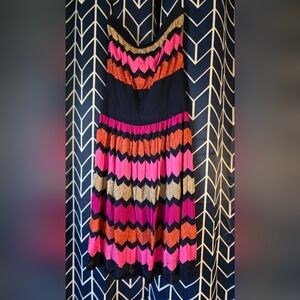 Laundry By Shelli Segal Navy Dress with Metallic Chevron Accents Sp